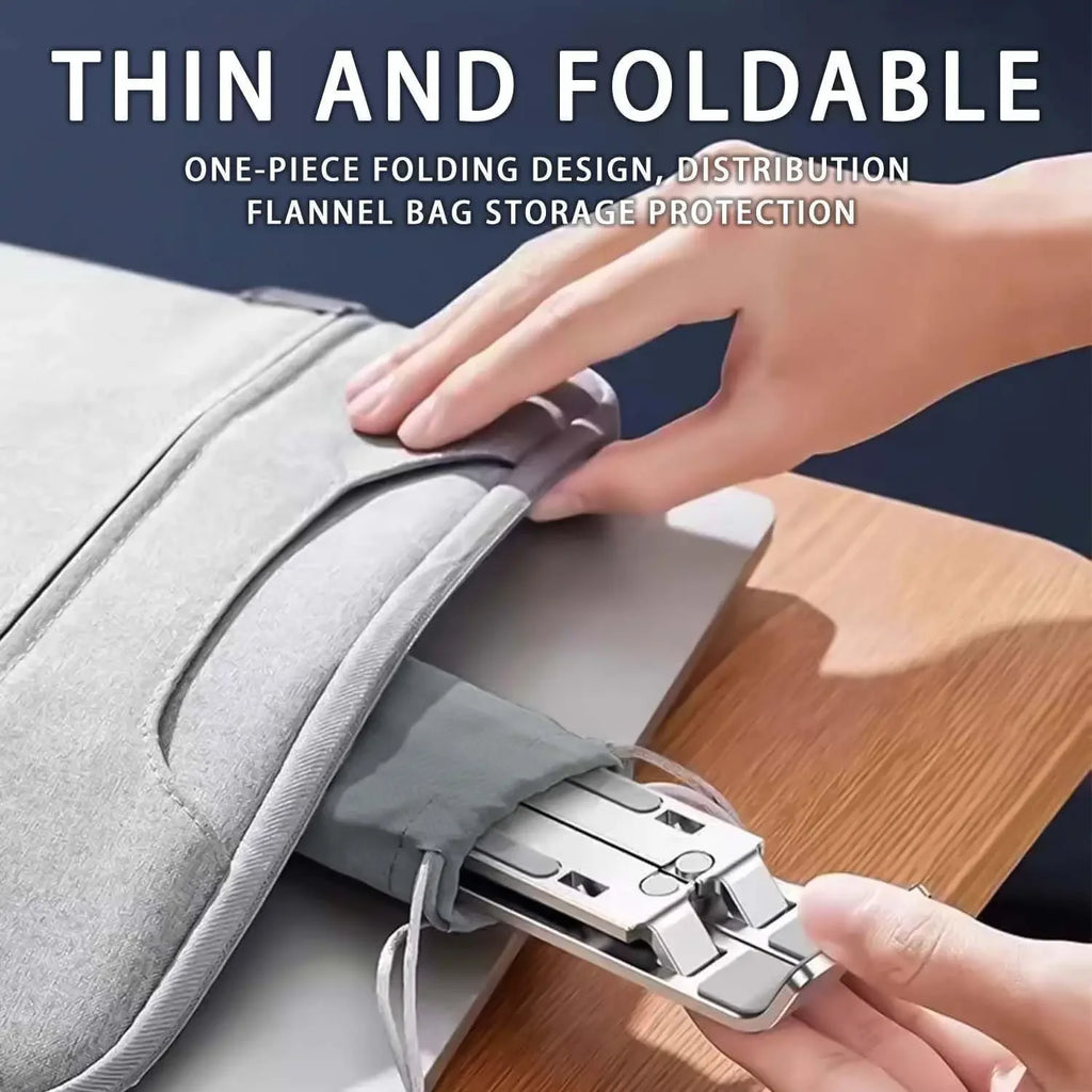 Adjustable Aluminum Laptop Stand For Macbook, Notbook- 6-Level Height, Foldable & Portable Design For 8-16” Laptops, Enhanced Ventilation & Heat